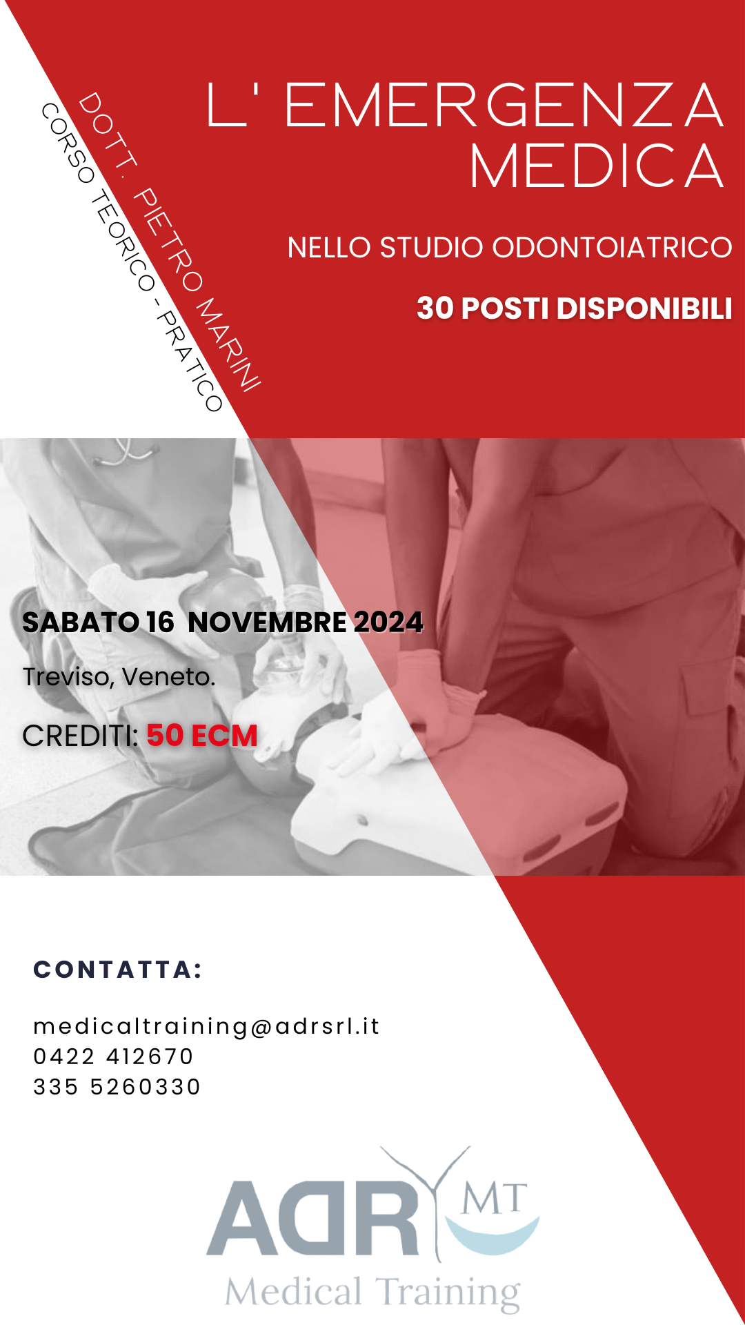 Corso "L'Emergenza Medica nello Studio Odontoiatrico - First Aid" 2024 - ADR - Medical Training